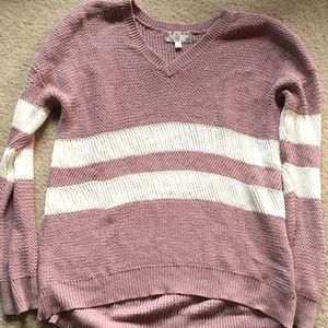 Mauve Striped Light Knit Sweater